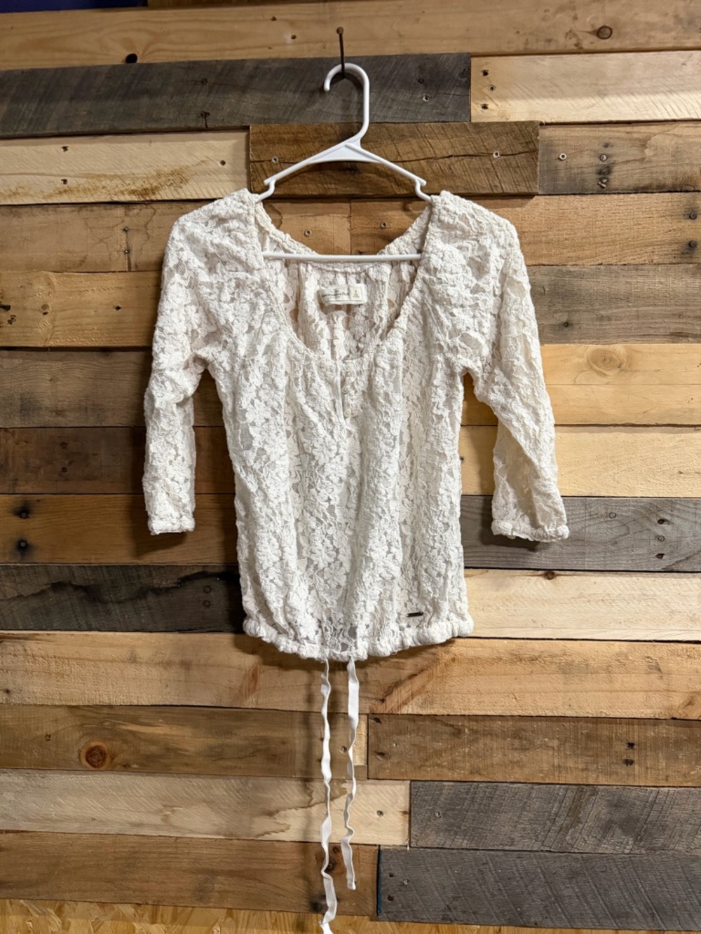 Abercrombie & Fitch Cream Lace Drawstring Tunic